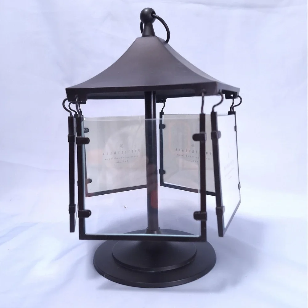 Pottery Barn Merry-Go-Round Rotating Photo Frame 3x3in Black Metal 5-Slot Gift‎